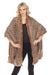 Belle Fare Style MS-001 Brown Combo Reversible 100% Cashmere With Real Rex Rabbit Fur Shawl