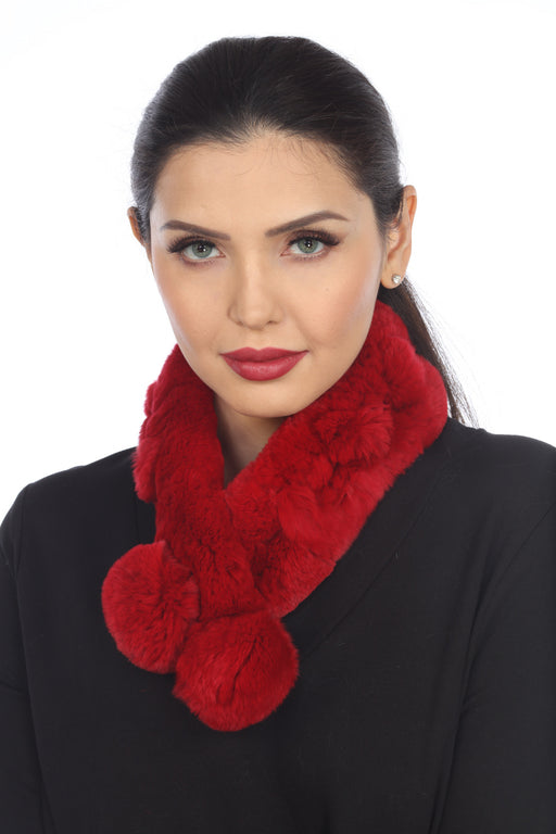 Belle Flare Style RX10 Red Real Rex Rabbit Fur Neck Warmer