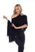 Caroline Grace by Alashan Style LSC0346 Black Cotton Cashmere Paillette Beaded Topper Poncho