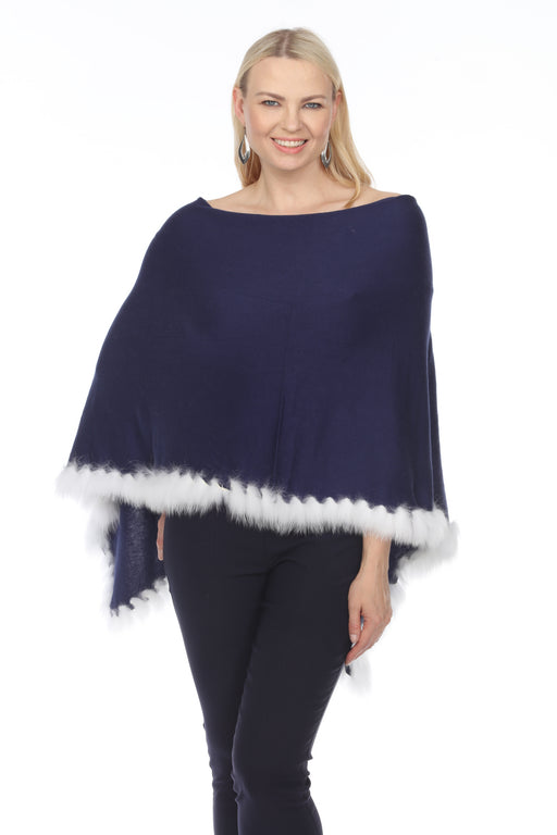 Caroline Grace by Alashan Style LSC9348 Midnight Cotton Cashmere Flutter Fox Topper Poncho