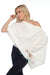 Caroline Grace by Alashan Style LSC0346 White Cotton Cashmere Paillette Beaded Topper Poncho