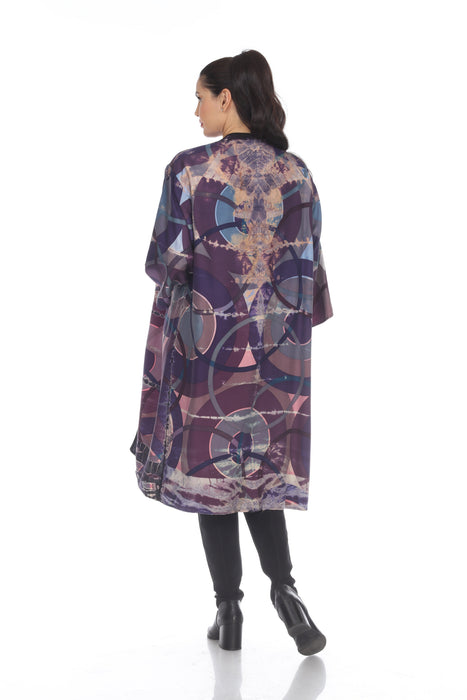 Citron Purple/Multi Silk Circle Dye Open Front Kimono Cover-Up 0709SCD