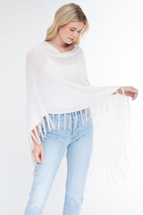 Claudia Nichole by Alashan 100% Cashmere Fringed Dress Topper Poncho L ...