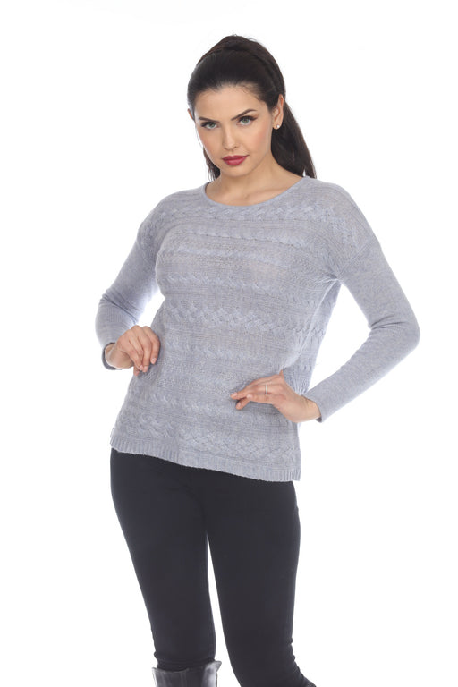 Claudia Nichole by Alashan Style LM2007 Cloud Blue Wool Cashmere Pullover Sweater
