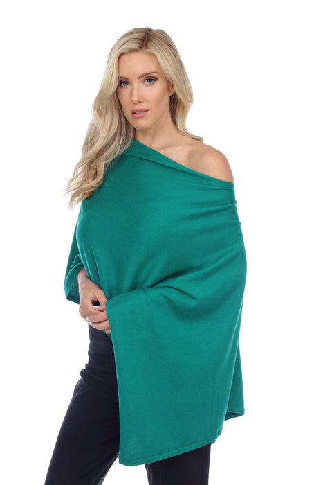 Claudia Nichole by Alashan Style LSC1501 Jade Green Cotton Cashmere Trade Wind Dress Topper Poncho