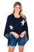 Claudia Nichole by Alashan Style LS0373 Navy/White 100% Cashmere Star Intarsia Topper Poncho