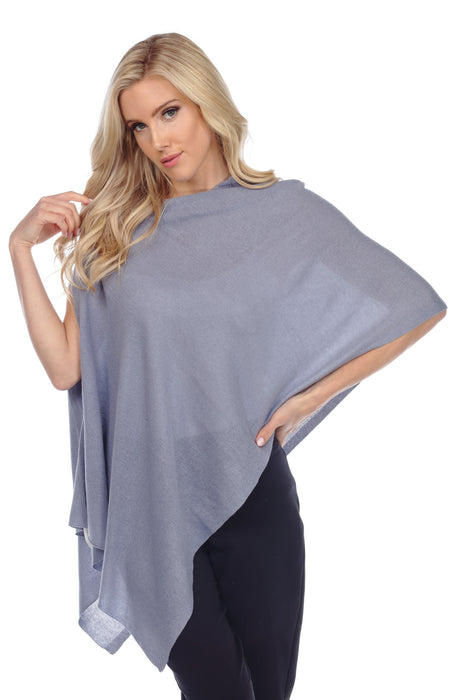 Claudia Nichole by Alashan Style LSS9335 Pewter Silk Cashmere Cold Shoulder Topper Poncho