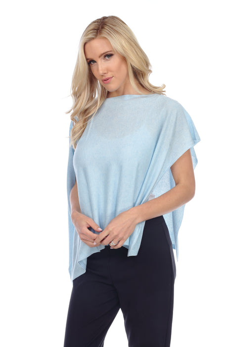 Claudia Nichole by Alashan Style LSS9335 Powder Blue Silk Cashmere Cold Shoulder Topper Poncho