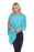 Claudia Nichole by Alashan Style LSS9335 Turquoise Silk Cashmere Cold Shoulder Topper Poncho