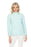 Elena Wang Style EW29013 Blue Long Sleeve Fuzzy Knit Sweater Top
