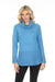 Elena Wang Style EW29063 Denim Blue Cowl Neck Knitted Long Sleeve Sweater Top