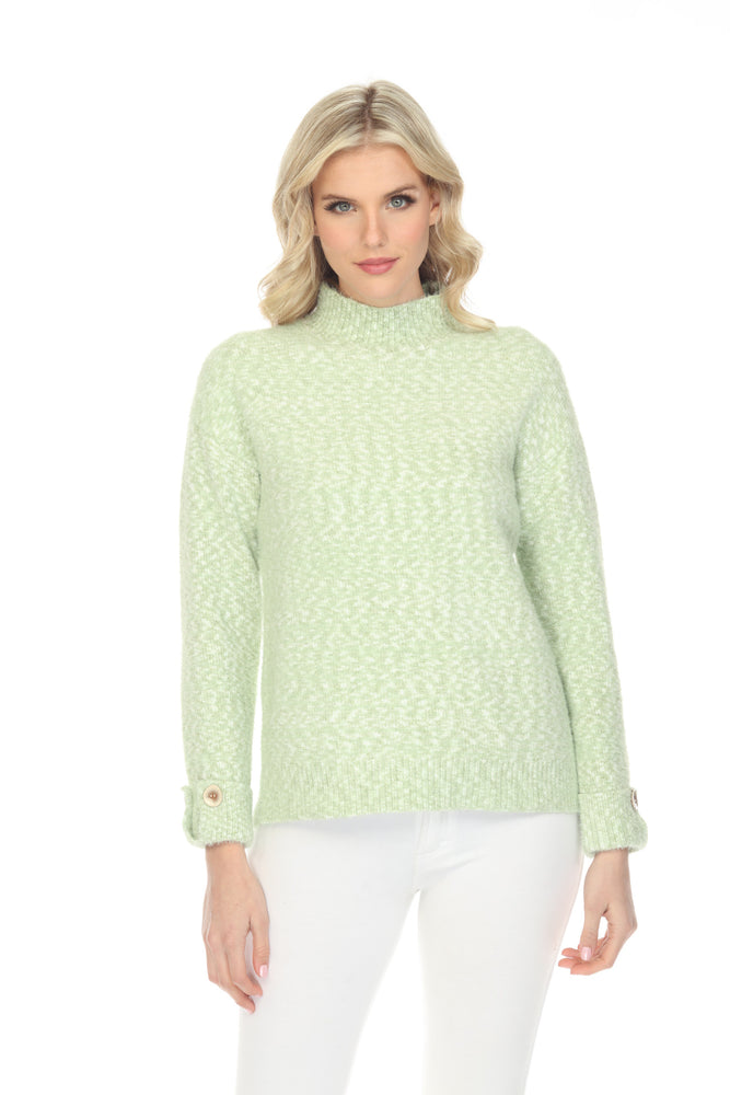 Elena Wang Style EW29013 Lime Long Sleeve Fuzzy Knit Sweater Top