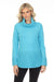 Elena Wang Style EW29063 Turquoise Cowl Neck Knitted Long Sleeve Sweater Top