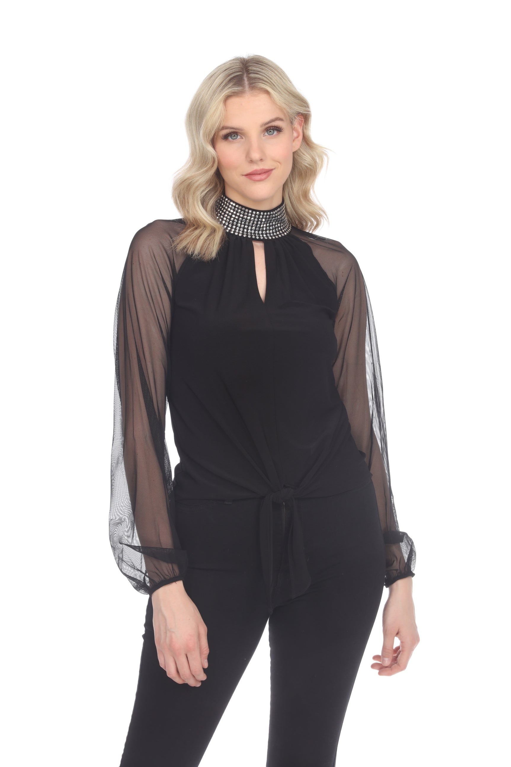 Frank Lyman Black Chiffon Sleeve Top main image 1
