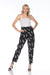 Jade by Johnny Was Style L64421 Black Leaves Linen Embroidered Belted Tapered Pants Boho Chic