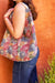 Jijou Capri Style JC-0810 Mum Flower Giselle Printed Cotton Canvas Oversized Hobo Bag