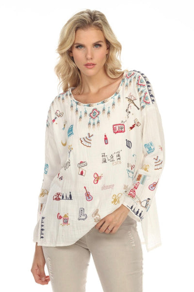 Johnny Was Biya Rondo Embroidered Long Sleeve Blouse Boho Chic B17822 —  AfterRetail