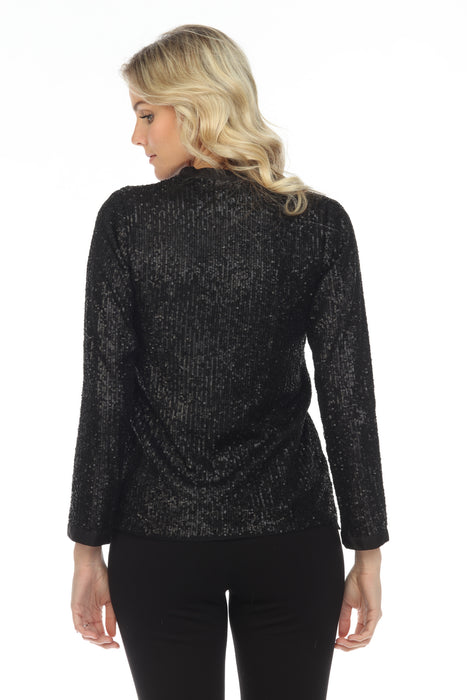 Johnny Was Black Grace Sequin Button-Down Long Sleeve Top Boho Chic R17021