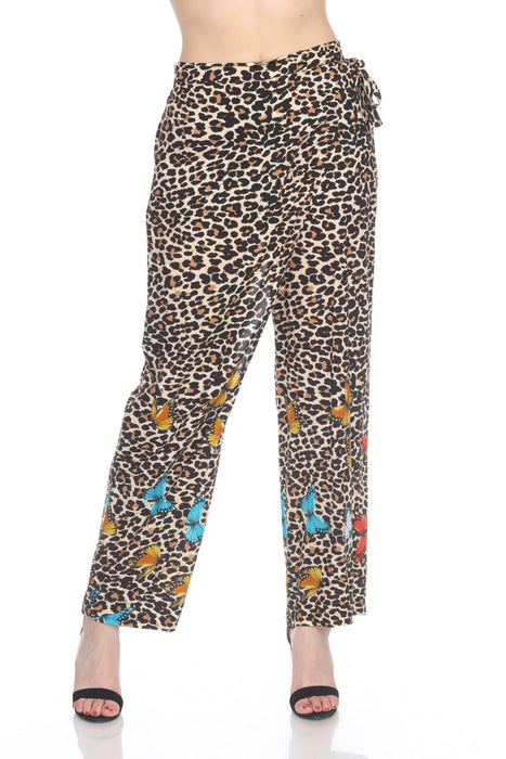 Johnny Was Black/Multi Animal Print Wrap Front Pull on Pants Boho Chic CSW8021AH New S/M