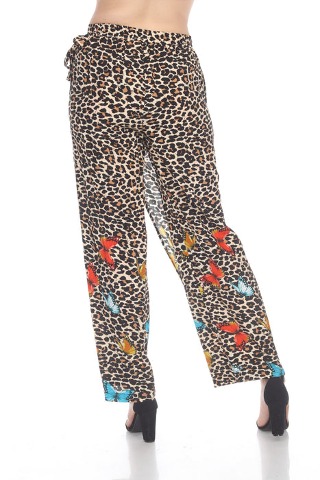 Johnny Was Black/Multi Animal Print Wrap Front Pull On Pants Boho Chic CSW8021AH