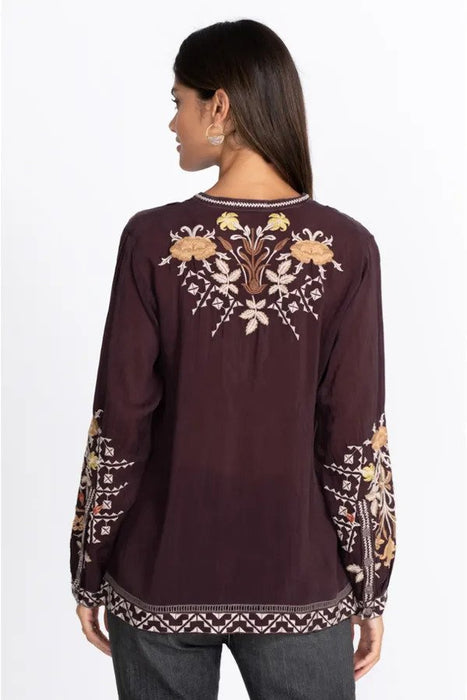 Johnny Was Frankie Embroidered Long Sleeve Blouse Boho Chic C16622