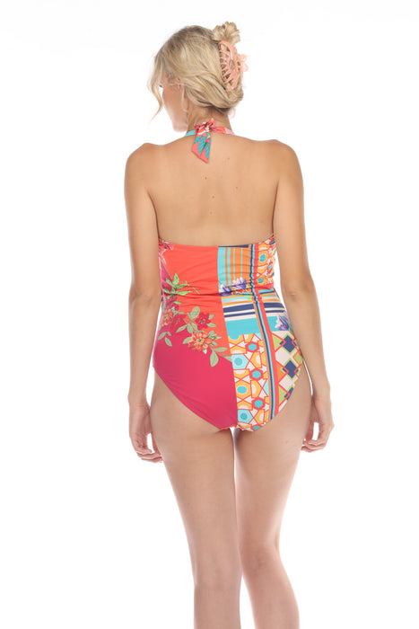 Johnny Was Color Twist One Piece Swimsuit Boho Chic CSW9721AN