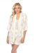 Johnny Was Jade Style L45522 Antique White Faye Linen Embroidered Open Front Kimono Boho Chic
