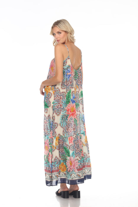 Johnny Was Jade Hosta Floral Print Sleeveless Maxi Dress Boho Chic L34222