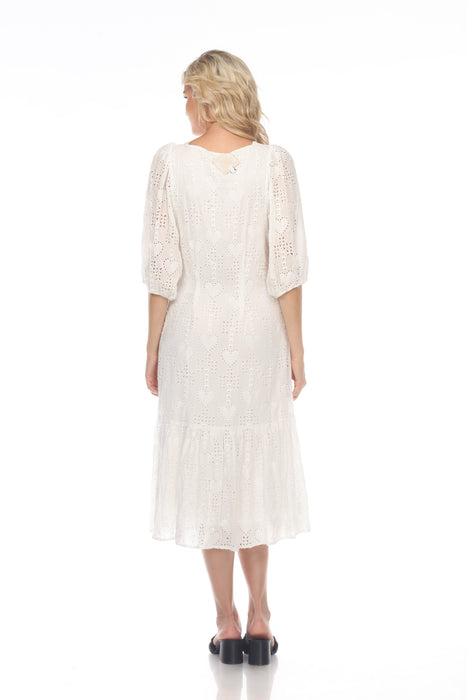 Johnny Was Jade Beau Eyelet Button-Down Tiered Midi Dress Boho Chic L31122 NEW