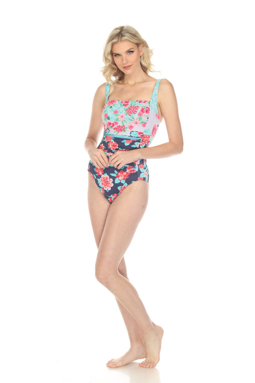 Johnny Was Style CSW2122-Y Japer Floral Ruched One Piece Swimsuit Boho Chic