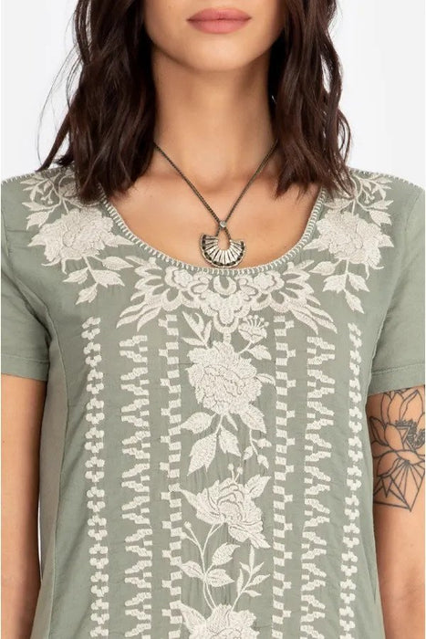 Johnny Was Letty Woven Short Sleeve Tunic Top Boho Chic R23919