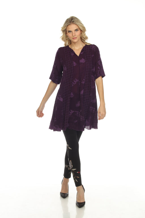 Johnny Was Style C22522 Purple Runswick Lora Embroidered Tunic Dress Boho Chic