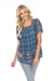 Johnny Was Workshop Style W10321 Blue Aimee Plaid Puff Sleeve Peasant Top Chic