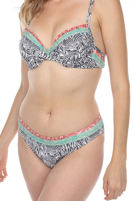 Johnny Was Zebra Twist Top & Hipster Bottom Two-Piece Swimsuit Boho Chic CSW7322-M/CSW7422