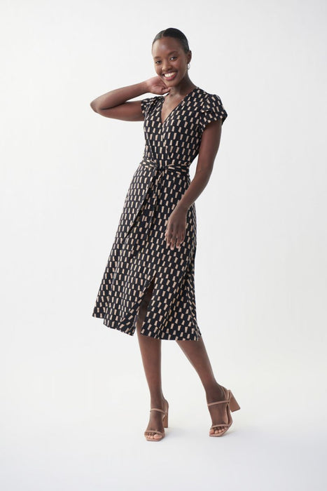 Joseph Ribkoff Printed Short Sleeve Midi Wrap Dress 222202 NEW