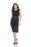 Joseph Ribkoff Style 213292 Black Faux Leather Detail Cap Sleeve Sheath Dress