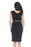 Joseph Ribkoff Black Faux Leather Detail Cap Sleeve Sheath Dress 213292 NEW