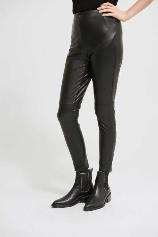 Joseph Ribkoff Style 213422 Black Faux Leather Pull On Cropped Leggings