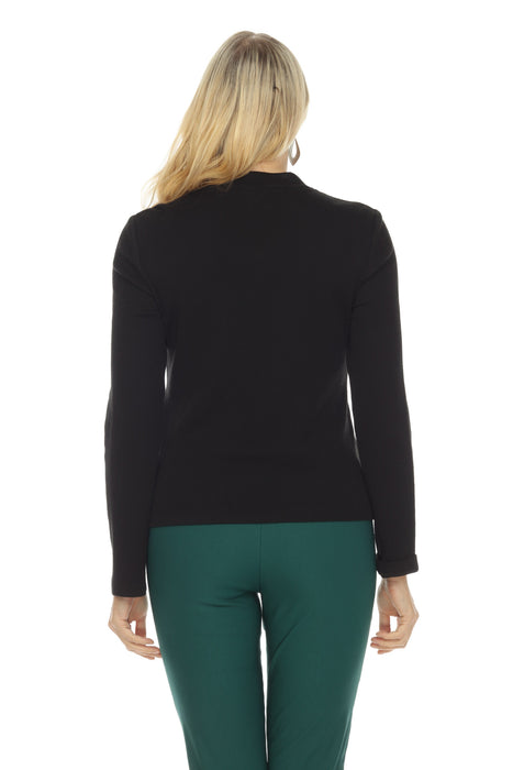Joseph Ribkoff Black Faux Leather Zip-Up Long Sleeve Jacket 223217 NEW