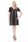 Joseph Ribkoff Style 211105 Black Mesh Panel Overlay Short Sleeve Shift Dress
