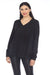 Joseph Ribkoff Style 214218 Black Mixed Panels V-Neck Long Sleeve Top