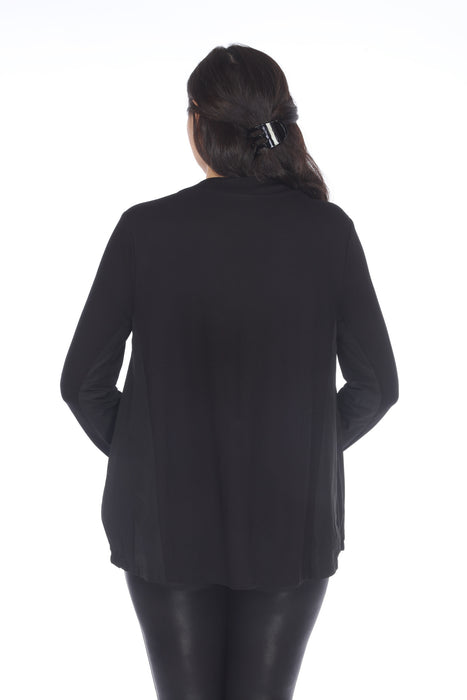 Joseph Ribkoff Black Mixed Panels V-Neck Long Sleeve Top 214218 NEW