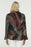 Joseph Ribkoff Black/Multi Abstract Print Ruffled Button-Down Blouse 224009 NEW
