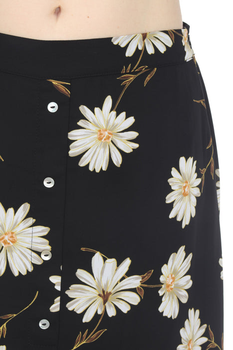 Joseph Ribkoff Black/Multi Floral Print Button Front Midi Skirt 212127 NEW