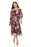 Joseph Ribkoff Style 222255 Black/Multi Floral Print Off-Shoulder Waist Tie Midi Dress
