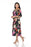 Joseph Ribkoff Black/Multi Floral Print Off-Shoulder Waist Tie Midi Dress 222255 NEW