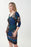 Joseph Ribkoff Black/Multi Floral Striped 3/4 Sleeve Sheath Dress 223059 NEW