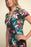 Joseph Ribkoff Black/Multi Leaf Print Short Sleeve Belted Sheath Dress 211349 NEW