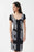 Joseph Ribkoff Black/Vanilla Blocked Abstract Print Short Sleeve Sheath Dress 222056 NEW