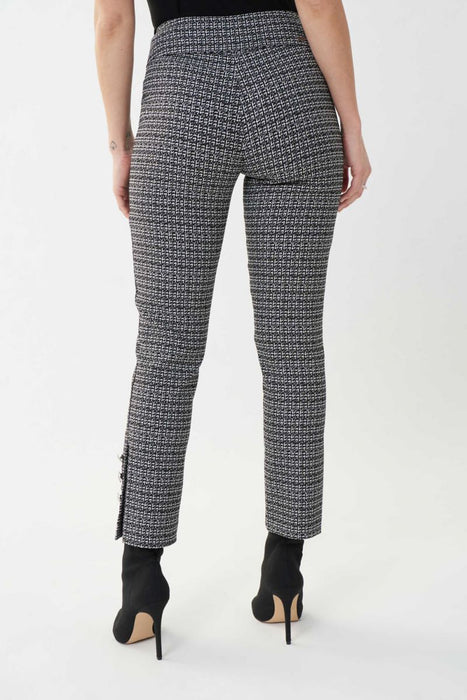 Joseph Ribkoff Black/White/Silver Houndstooth Pull-On Cropped Pants 223219 NEW